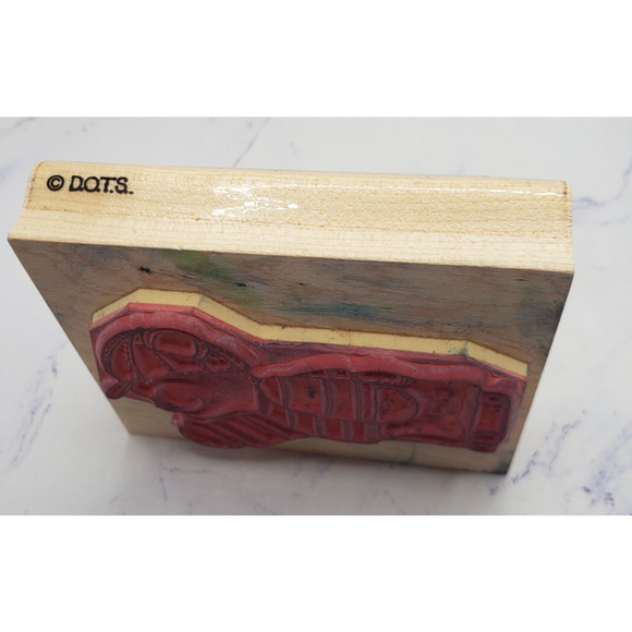 Baseball Cap Little Boy Benny Bear D.O.T.S. Wood Mounted Rubber Stamp - Picture 5 of 7